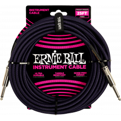 Ernie Ball 6397 - Cables instrument gaine tissée jack/jack 7,62m noir et violet
