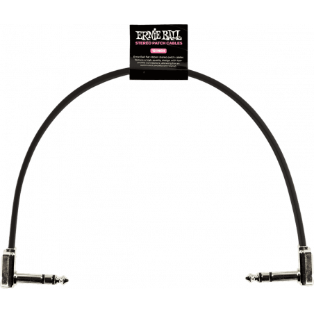 Ernie Ball 6409 - Cables instrument patch trs - coudé fin & plat - 30 cm