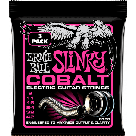 Ernie Ball 3723 - Cordes cobalt super slinky 9-42 - pack de 3