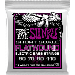 Ernie Ball 2817 - Cordes filet plat power slinky flatwound short scale 55-110
