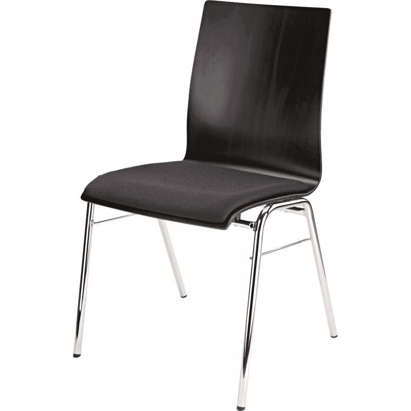 K&M 13415 - Chaise hêtre contreplaqué noir assise tissu