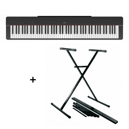 Pack Yamaha P225B - Piano numérique compact - touché lourd + Stand en X - 88 touches - Noir