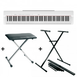 Pack Yamaha P225WH - Piano numérique compact - touché lourd + Stand en X + banquette - 88 touches - Blanc