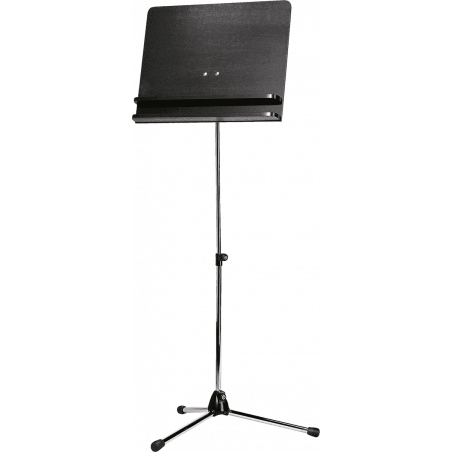 K&M 11832 - Pupitre d'orchestre chromé plateau bois noir deux tablettes