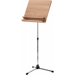 K&M 11831 - Pupitre d'orchestre chromé plateau bois deux tablettes