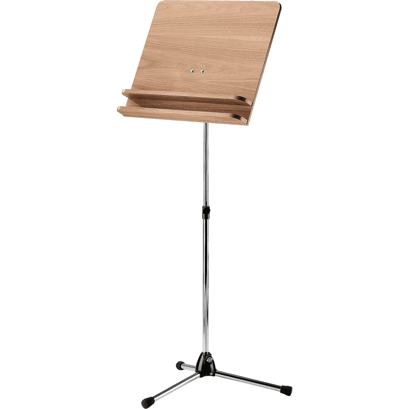 K&M 11831 - Pupitre d'orchestre chromé plateau bois deux tablettes