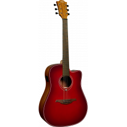 Lâg T-RED-DCE – Guitare Tramontane dreadnought – cutaway electro special edition red burst