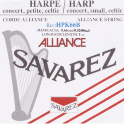 Savarez HPK66B - Corde à l'unité pour harpe alliance diamètre 0,66mm noire