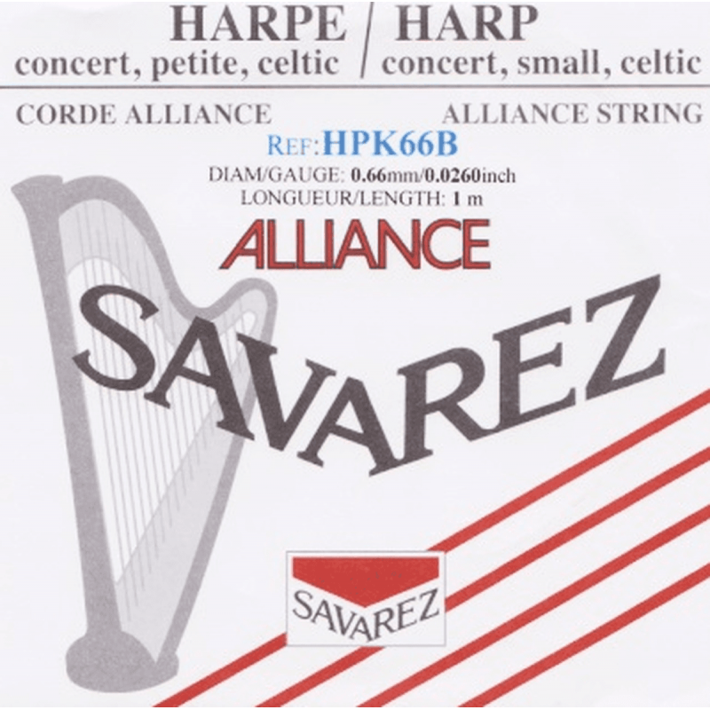Savarez HPK66B - Corde à l'unité pour harpe alliance diamètre 0,66mm noire