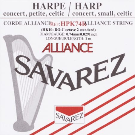 Savarez HPK74R - Corde à l'unité pour harpe alliance diamètre 0,74mm rouge