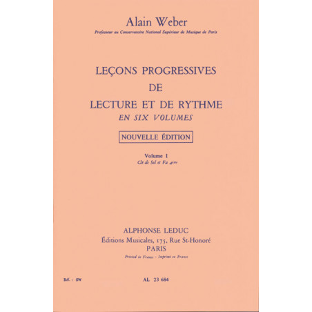 Leçons Progressives de Lecture et Rythme Vol 1 - Alain Weber
