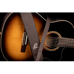 Ortega OSBY-2 - Courroie guitare ortega cuir byz. Cocoa