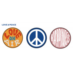 Ritter RXBDG12-LNP - Set de 3 badges, motif Love & Peace