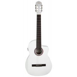 Dea STDFCW-WH – Guitare électro classique - modèle Flamenco, pan coupé, table épicéa massif - blanc brillant