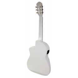 Dea STDFCW-WH – Guitare électro classique - modèle Flamenco, pan coupé, table épicéa massif - blanc brillant