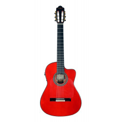 Esteve GK-CESP-RD-SC - Guitare électro classique gipsykings - table épicéa massif - rouge