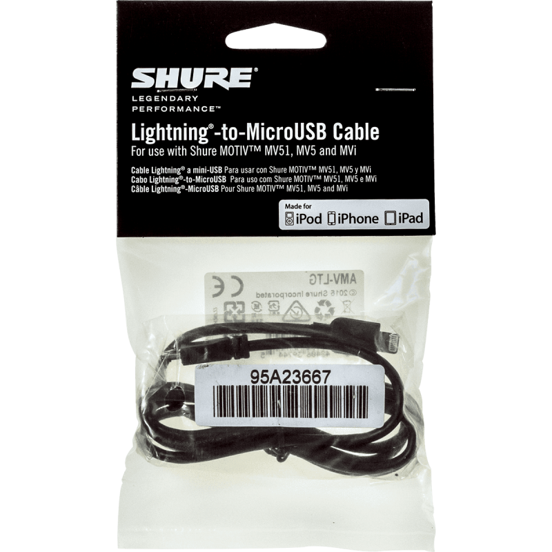 Shure AMV-LTG - Câble micro usb - lightning 1 m