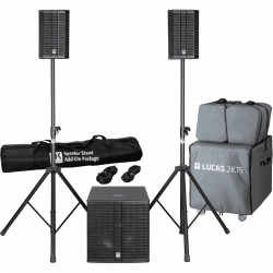 HK Audio LUCAS-2K15PACK - Système amplifié avec pack de stands, câbles hp + trolley