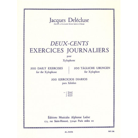 200 Exercices Journaliers pour xylophone - Jacques Delécluse