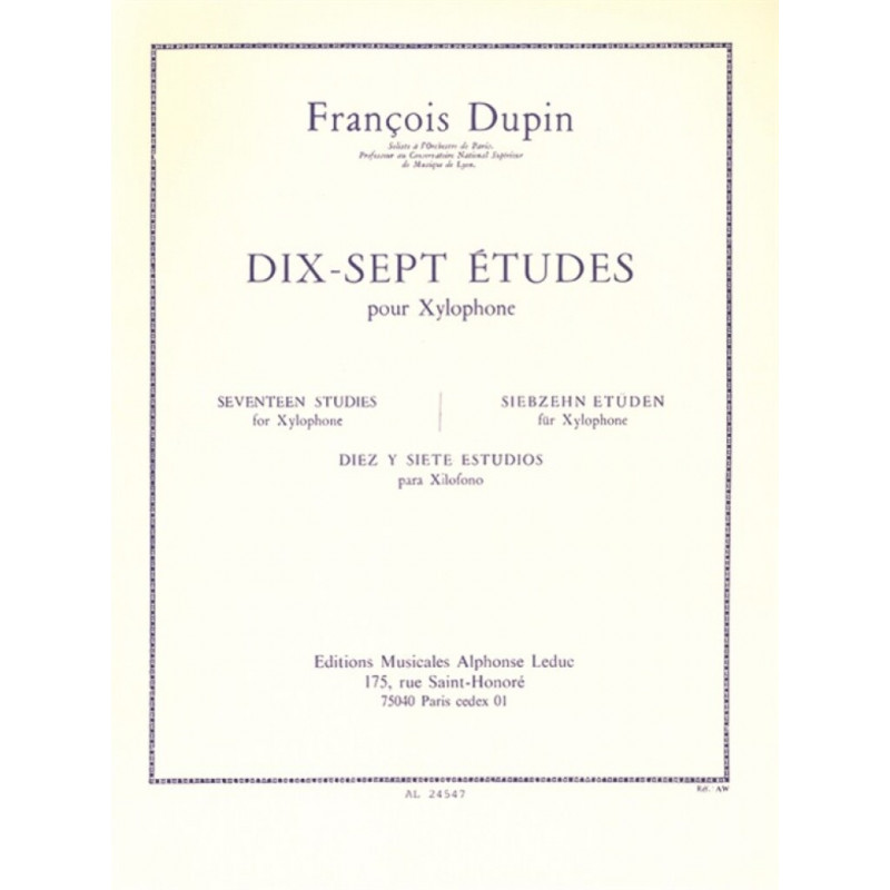 17 Études pour Xylophone - François Dupin