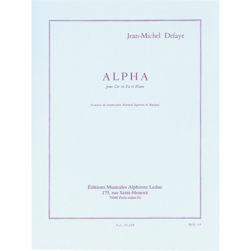 Alpha pour cor en Fa et piano - Jean-Michel Defaye
