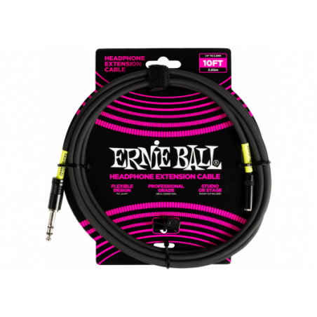 Ernie Ball - Rallonge de casque stéréo jack vers mini-jack 3m noire