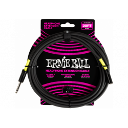 Ernie Ball - Rallonge de casque stéréo jack vers mini-jack 6m noire