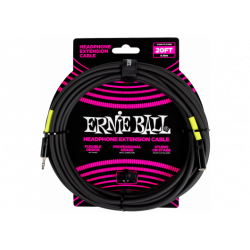 Ernie Ball - Rallonge de casque stéréo mini-jack vers mini-jack 6m noire