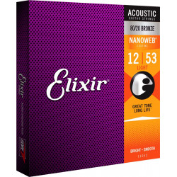 Elixir 11052 Nanoweb Light 12-53 - Jeu de cordes Guitare acoustique