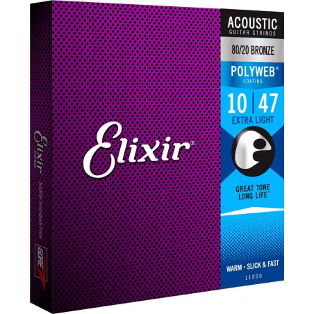 Elixir Polyweb 11000 - Jeu de cordes Guitare acoustique 10-47