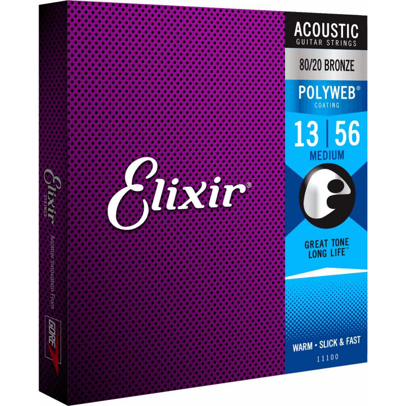 Elixir Polyweb 11100 - Jeu de cordes Guitare acoustique 13-56 Elixir Polyweb 11100 - Jeu de cordes Guitare acoustique 13-56