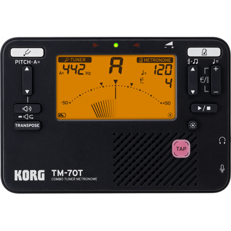 Korg TM-70C-BK - Accordeur/Métronome TM70T + micro pince CM400 - Noir