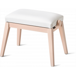 K&M 13941 - Banquette piano couleur cendre, siège simili cuir blanc