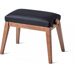 K&M 13940 - Banquette piano couleur noyer, siège simili cuir noir