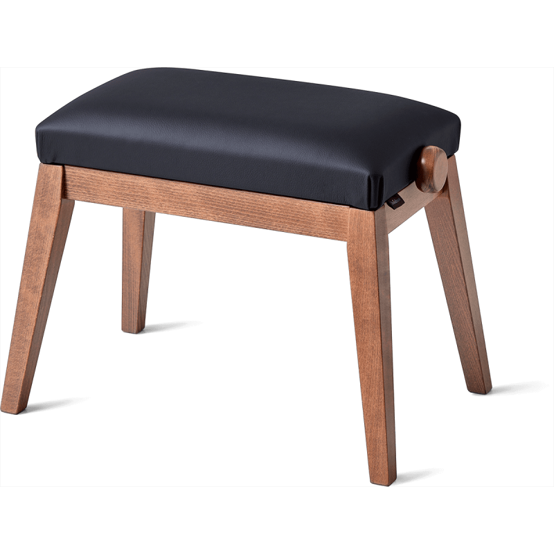 K&M 13940 - Banquette piano couleur noyer, siège simili cuir noir