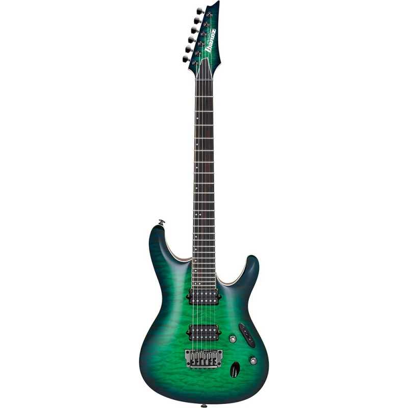 Ibanez S6521QSLG - Guitare électrique série S Prestige - Surreal Blue Burst Gloss (+ étui)
