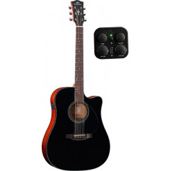 Kepma EDCE-K10 Dreadnought Black - Guitare électro-acoustique série Plytone