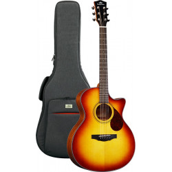 Kepma F0 Grand Auditorium Cherry Burst - Guitare acoustique série Solid Top (+ housse)