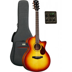 Kepma F0E Grand Auditorium Cherry Burst - Guitare électro-acoustique série Solid Top (+ housse)