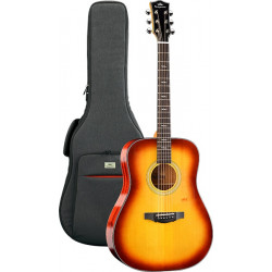 Kepma F1 Dreadnought Cherry Burst - Guitare acoustique série Solid Top (+ housse)