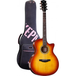 Kepma F2S Grand Auditorium Cherry Burst - Guitare acoustique série Solid Top (+ housse)