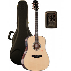 Kepma G1E Dreadnought Natural - Guitare électro-acoustique série Solid Top (+ étui)